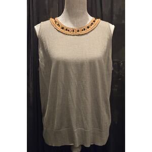 SoCa St. John Couture Cashmere Scoop Neck Sleeveless Top, Size XL